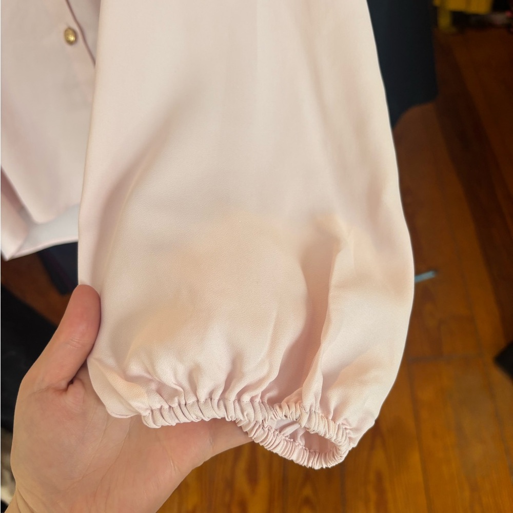Express Light Pink Blouse with Gold Buttons - Picture 3 of 5